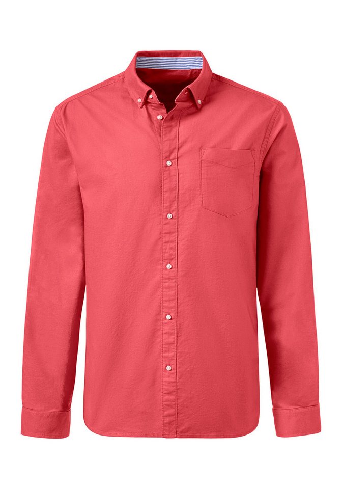 H.I.S Langarmhemd aus reiner Baumwolle, Regular-fit Button-down-Kragen mit gestreiftem Innenkragen – Bild 2 von 5