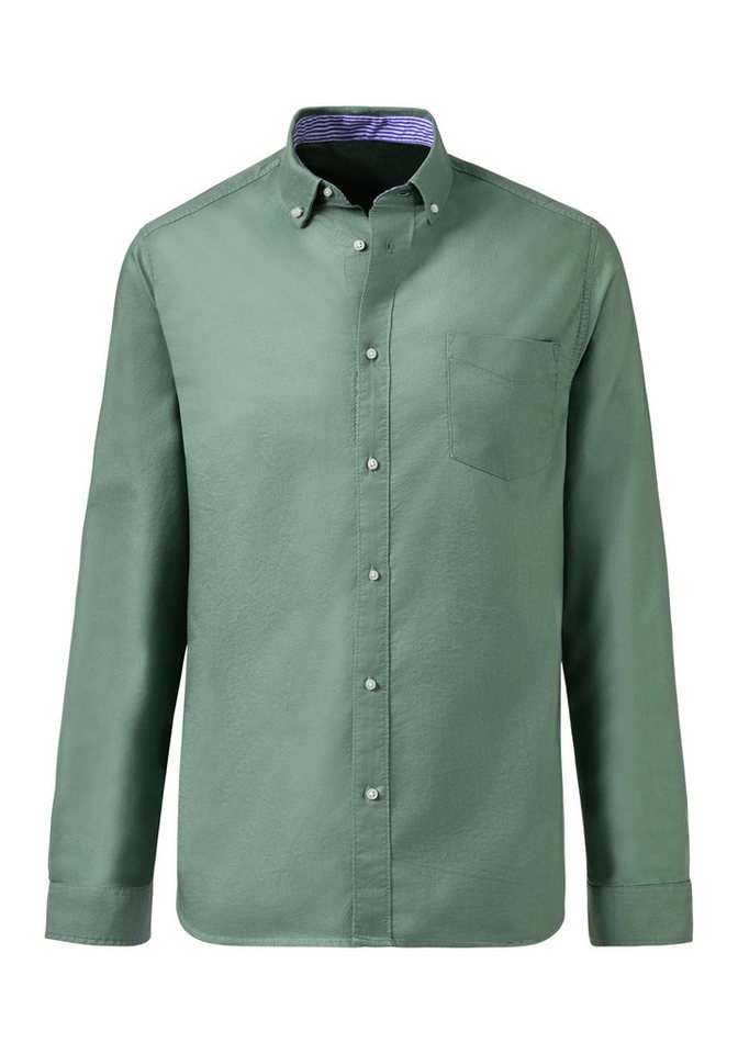 H.I.S Langarmhemd aus reiner Baumwolle, Regular-fit Button-down-Kragen mit gestreiftem Innenkragen – Bild 2 von 5