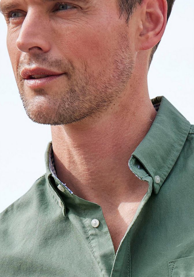 H.I.S Langarmhemd aus reiner Baumwolle, Regular-fit Button-down-Kragen mit gestreiftem Innenkragen – Bild 5 von 5