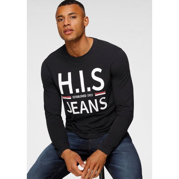 H.I.S Langarmshirt Langarm, schmaler Basic-Schnitt, bedrucktes Design