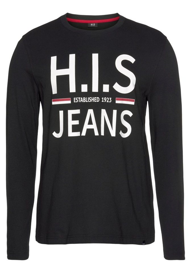 H.I.S Langarmshirt Langarm, schmaler Basic-Schnitt, bedrucktes Design – Bild 4 von 5