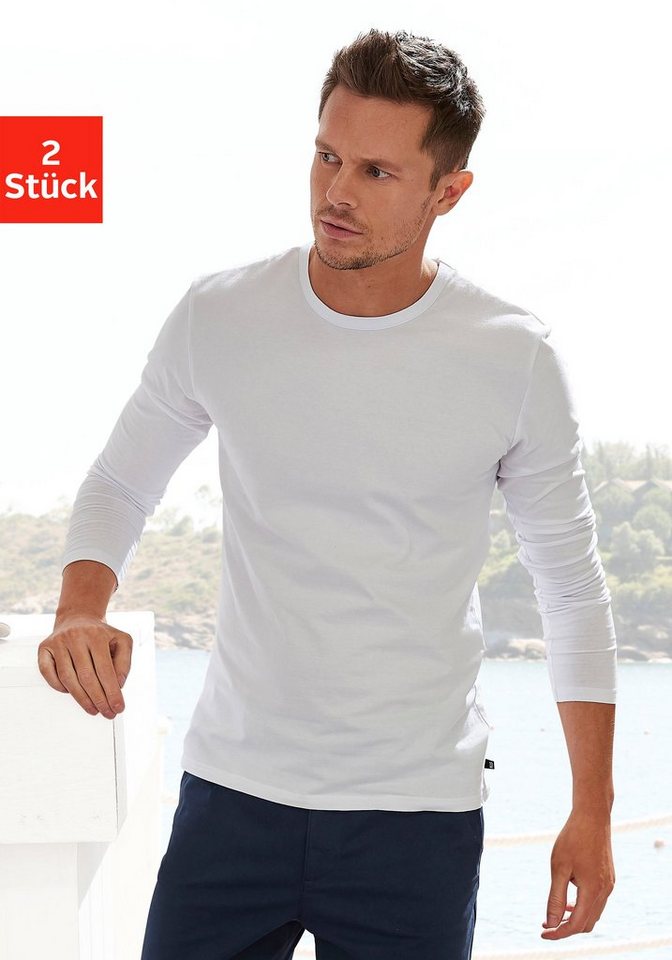 H.I.S Langarmshirt (Packung, 2er-Pack) Doppelpack Unterziehshirt aus Baumwoll-Mix – Bild 2 von 5