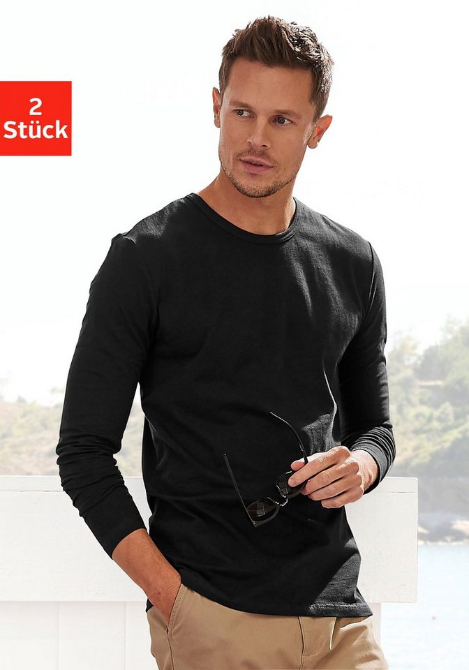 H.I.S Langarmshirt (Packung, 2er-Pack) Doppelpack Unterziehshirt aus Baumwoll-Mix – Bild 2 von 5
