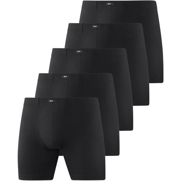 H.I.S Langer Boxer (Packung, 5-St) Boxershorts aus Baumwolle mit langem Bein, Logo am Bund