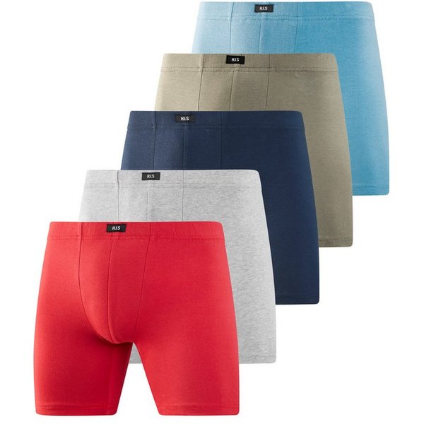 H.I.S Langer Boxer (Packung, 5-St) Boxershorts aus Baumwolle mit langem Bein, Logo am Bund