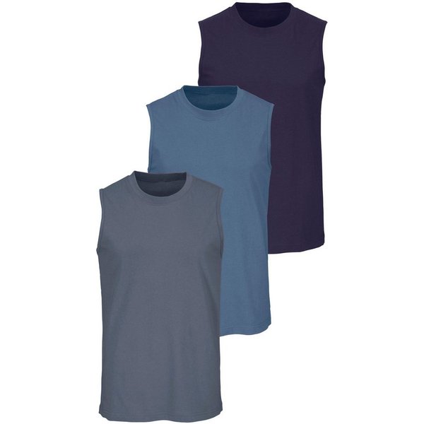 H.I.S Muscleshirt, Unterziehshirt, Unterhemd für Herren (3er-Pack) unifarben, Rundhalsausschnitt, aus Baumwolle