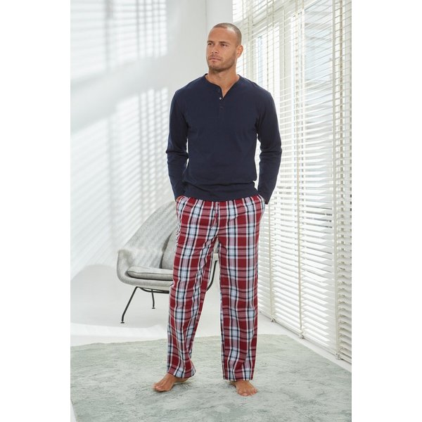 H.I.S Pyjama (2 tlg., 1 Stück) Schlafanzug in langer Form mit Webhose