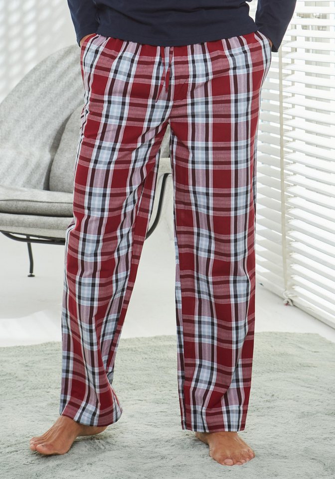 H.I.S Pyjama (2 tlg., 1 Stück) Schlafanzug in langer Form mit Webhose – Bild 3 von 5