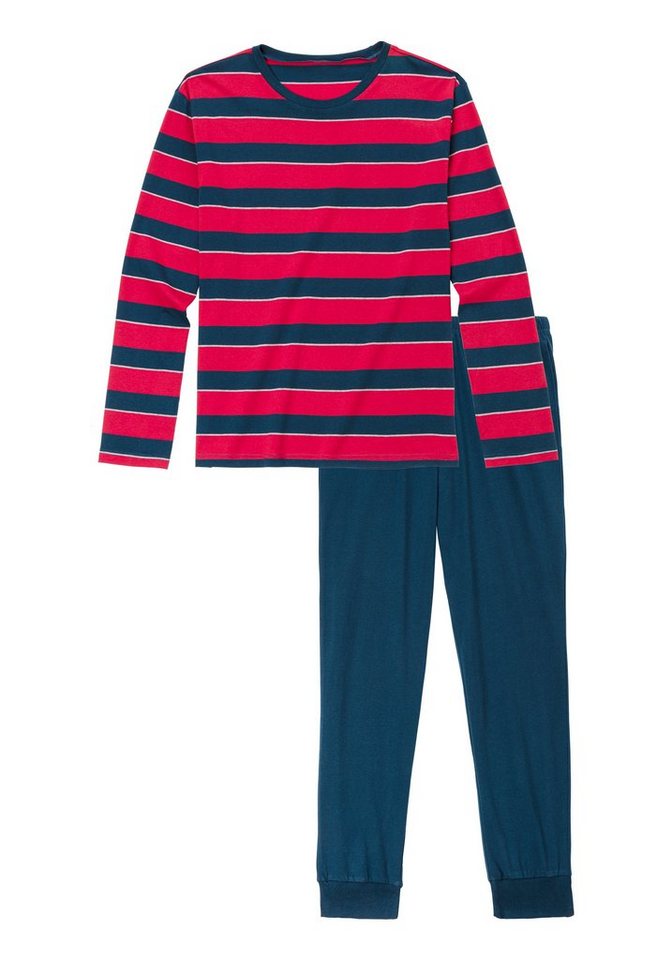 H.I.S Pyjama (2 tlg., 1 Stück) Schlafanzug mit aufwendig gestreiftem Oberteil – Bild 2 von 5