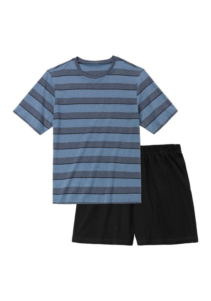 H.I.S Pyjama (2 tlg., 1 Stück) Schlafanzug mit aufwendig gestreiftem Oberteil – Bild 2 von 5