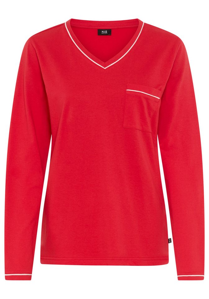 H.I.S Pyjama (Set, 2 tlg) mit Paspelierung in Kontrastfarbe – Bild 3 von 5