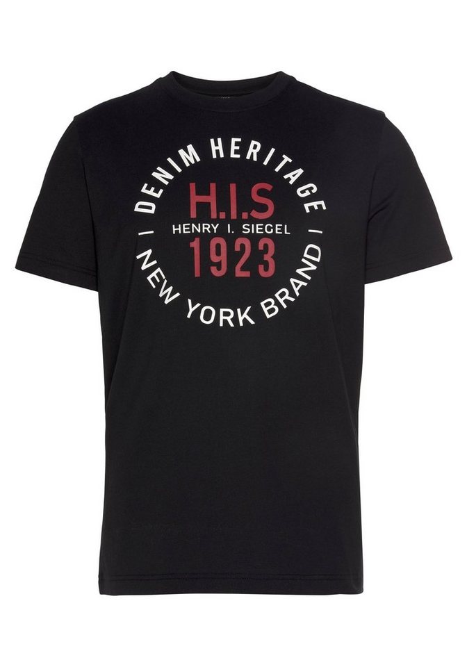 H.I.S Rundhalsshirt Kurzarm, schmale Passform, mit Print, Rundhals, aus Baumwolle – Bild 4 von 5
