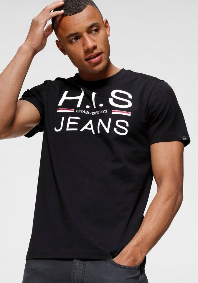 H.I.S Rundhalsshirt (Packung, 2er-Pack) schmal geschnitten, bedrucktes Design, Rundhals, aus Baumwolle – Bild 3 von 5