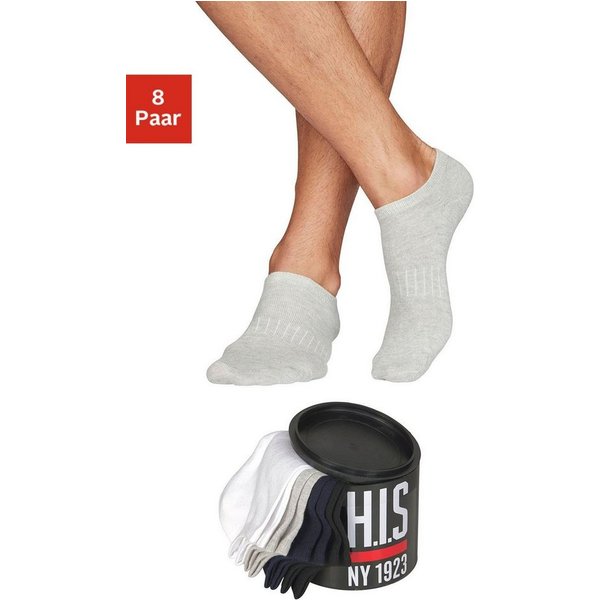 H.I.S Sneakersocken Basic Damen & Herren Unisex, für Business & Freizeit (Dose, 8-Paar, Gr. 35-38 bis 47-48) in der Geschenkdose