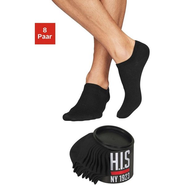 H.I.S Sneakersocken Basic Damen & Herren Unisex, für Business & Freizeit (Dose, 8-Paar, Gr. 35-38 bis 47-48) in der Geschenkdose