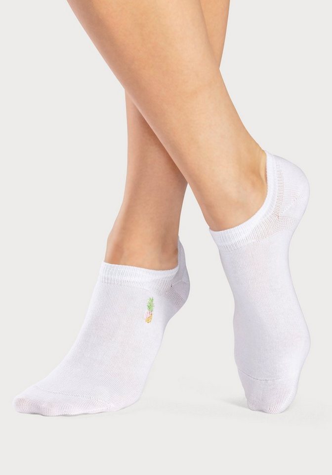 H.I.S Sneakersocken Damen, Kinder Sneaker Socken bestickte Sommerliche Baumwollsocken (Packung, 5-Paar, Gr. 35-38 bis 39-42) mit Motivstickerei – Bild 4 von 5