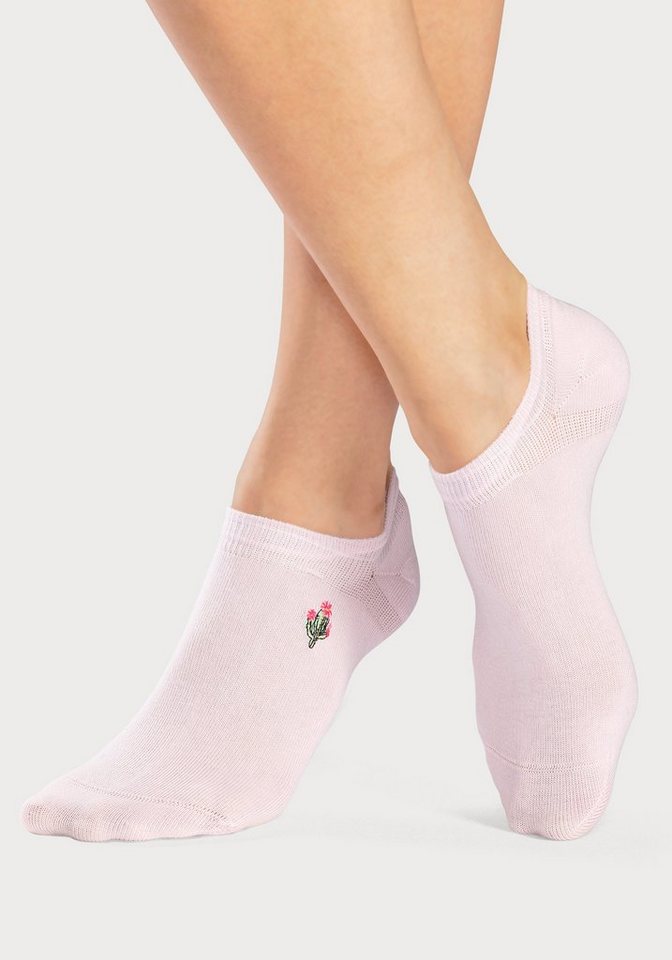 H.I.S Sneakersocken Damen, Kinder Sneaker Socken bestickte Sommerliche Baumwollsocken (Packung, 5-Paar, Gr. 35-38 bis 39-42) mit Motivstickerei – Bild 5 von 5