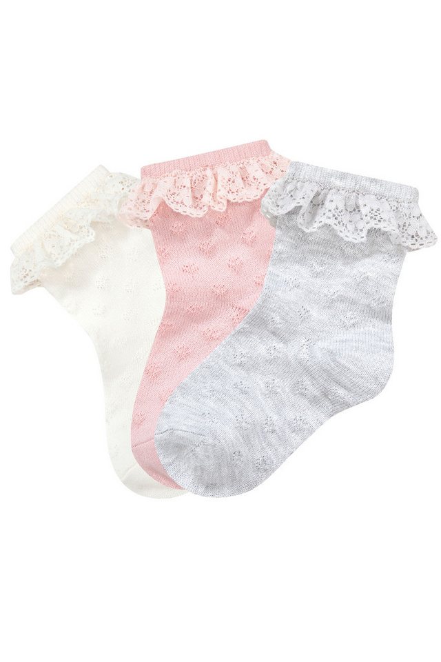 H.I.S Socken Babysocken Ajour (Packung, 3-Paar, 0-24 Monate) mit feinem Ajour Strickmuster und kleiner Rüsche – Bild 2 von 5