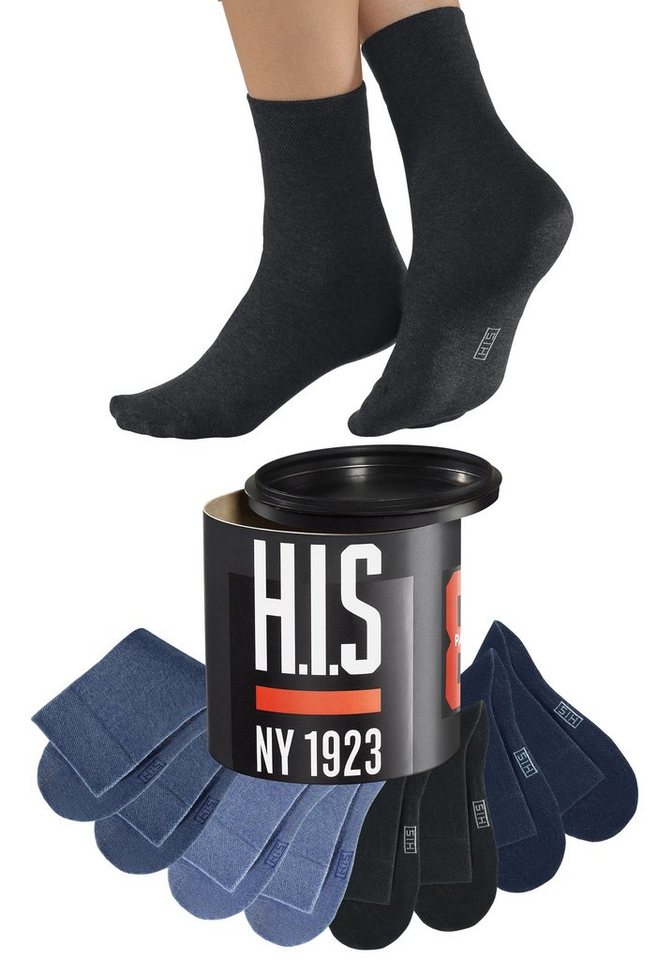 H.I.S Socken Basic Damen & Herren Baumwollsocken, Business & Freizeit (Dose, 8-Paar, Gr. 35-38 bis 47-48) in der Geschenkdose – Bild 3 von 4
