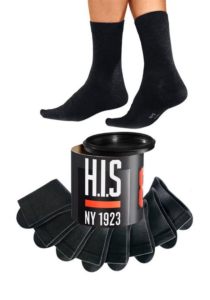 H.I.S Socken Basic Damen & Herren Baumwollsocken, Business & Freizeit (Dose, 8-Paar, Gr. 35-38 bis 47-48) in der Geschenkdose – Bild 3 von 4