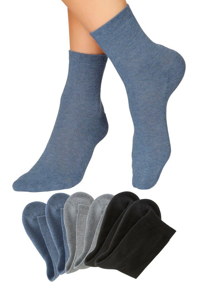 H.I.S Socken Damen Herrensocken Frottee meliert oder uni (Packung, 6-Paar, Gr. 35-38-bis 43-46) mit bequemem Frottee – Bild 2 von 5