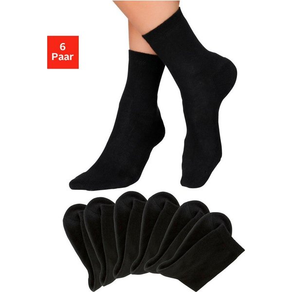 H.I.S Socken Damen Herrensocken Frottee meliert oder uni (Packung, 6-Paar, Gr. 35-38-bis 43-46) mit bequemem Frottee
