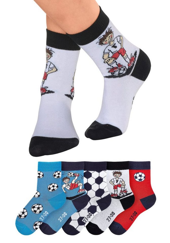 H.I.S Socken "Fußballsocken, Kinder Fußballsocken, WM Socken" (Packung, 5-Paar, Gr. 23-26 bis 35-38) mit lustigen Fußballmotiven – Bild 5 von 5