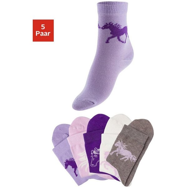 H.I.S Socken Kindersocken (Packung, 5-Paar, Gr. 23-26 bis 35-38) mit Pferdemotiven