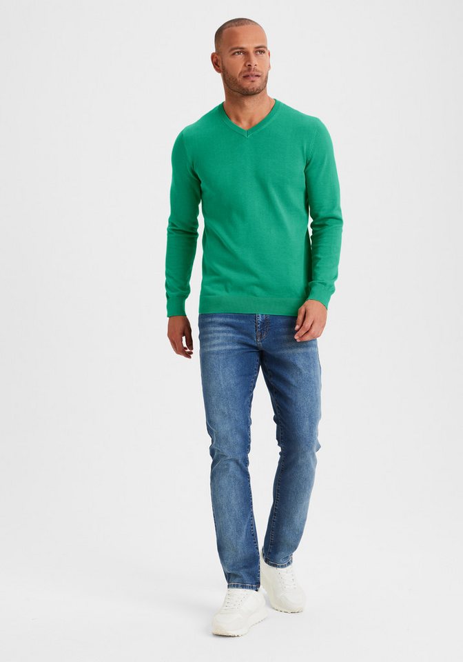 H.I.S Strickpullover mit V-Ausschnitt, Pullover aus Feinstrick, Baumwollmischung – Bild 5 von 5