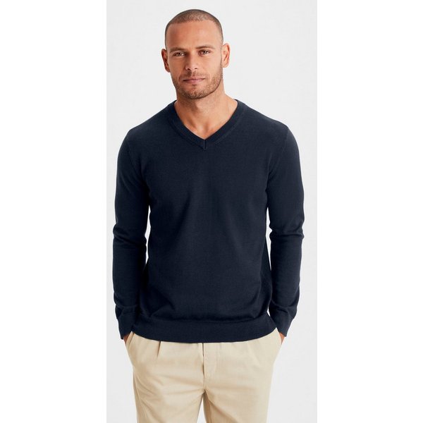 H.I.S Strickpullover mit V-Ausschnitt, Pullover aus Feinstrick, Baumwollmischung
