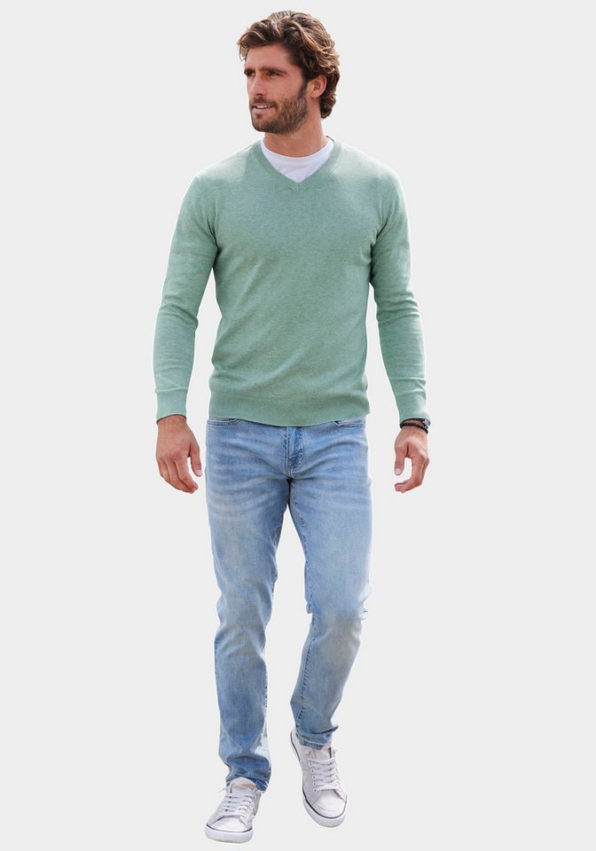 H.I.S Strickpullover mit V-Ausschnitt, Pullover aus Feinstrick, Baumwollmischung – Bild 5 von 5
