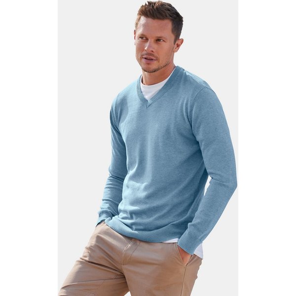 H.I.S Strickpullover mit V-Ausschnitt, Pullover aus Feinstrick, Baumwollmischung