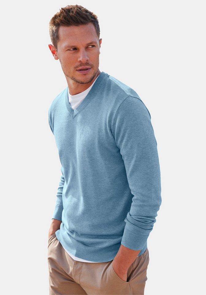 H.I.S Strickpullover mit V-Ausschnitt, Pullover aus Feinstrick, Baumwollmischung – Bild 4 von 5