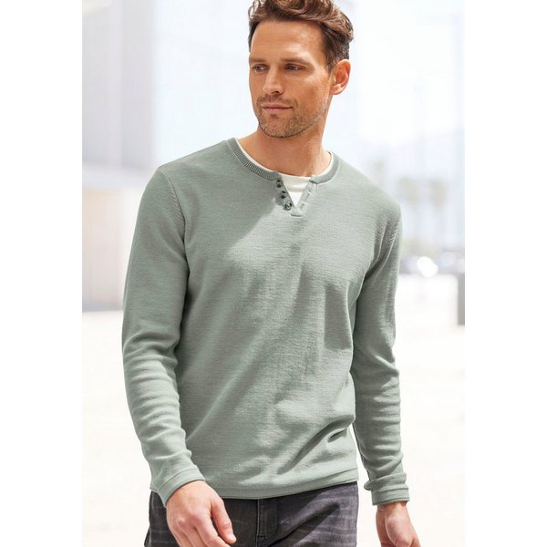 H.I.S Strickpullover Pullover mit hochwertiger Halslochverarbeitung in double-layer Optik
