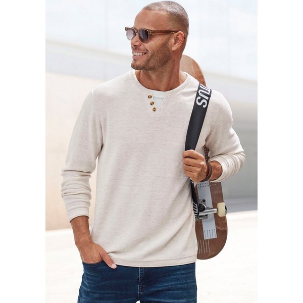 H.I.S Strickpullover Pullover mit hochwertiger Halslochverarbeitung in double-layer Optik