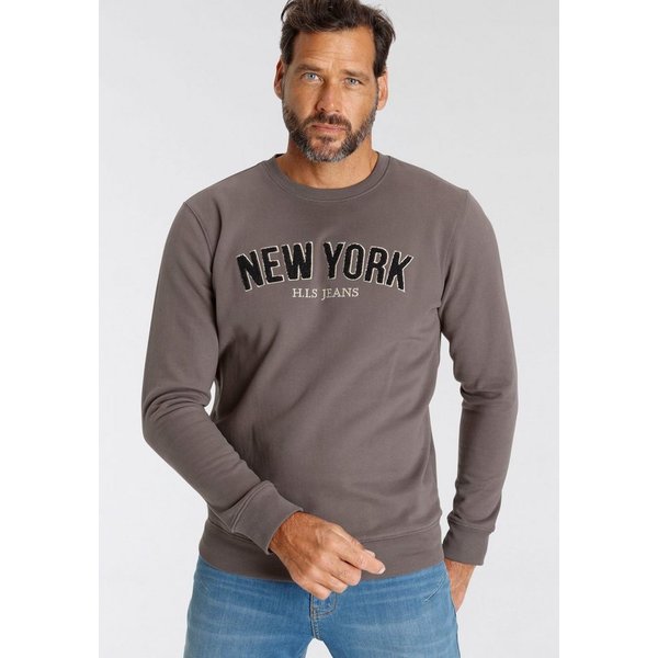 H.I.S Sweater Langarm, lockere Passform, bestickte Optik, Rundhalsausschnitt