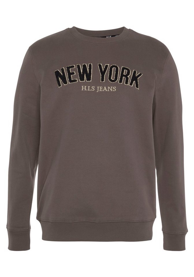 H.I.S Sweater Langarm, lockere Passform, bestickte Optik, Rundhalsausschnitt – Bild 5 von 5