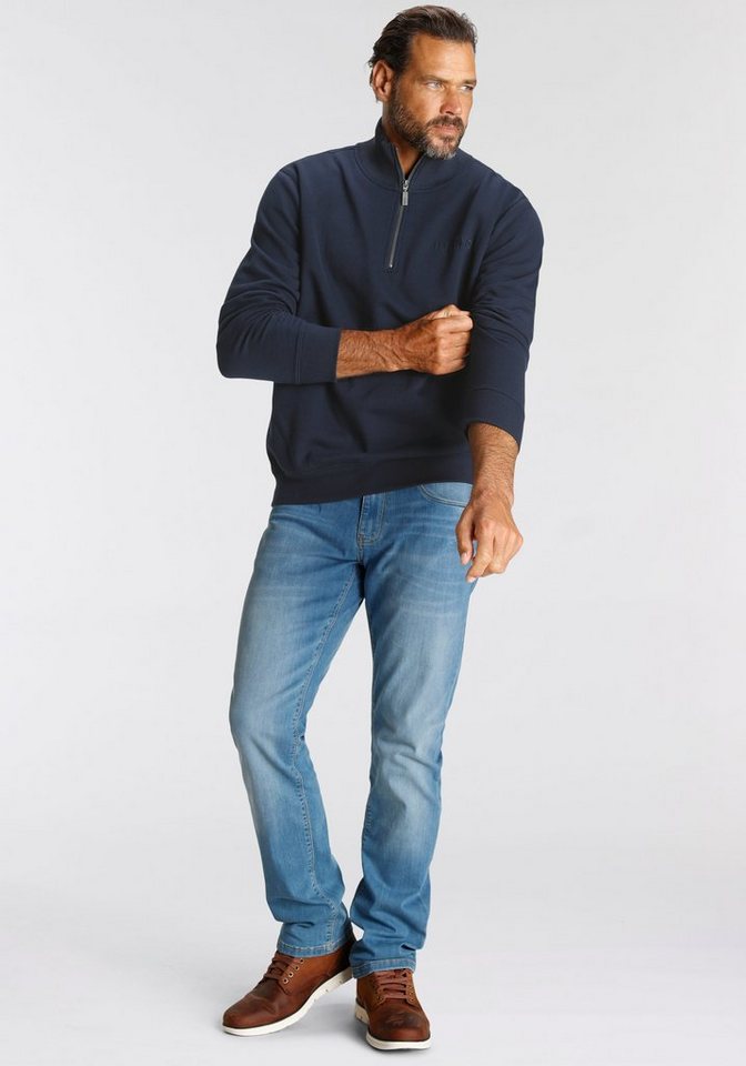H.I.S Sweatshirt unifarben, aus dehnbarer Sweatware, mit Logostickerei – Bild 5 von 5