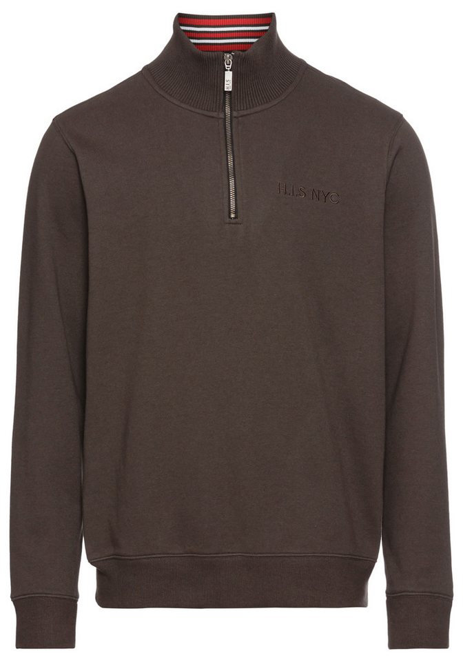H.I.S Sweatshirt unifarben, aus dehnbarer Sweatware, mit Logostickerei – Bild 5 von 5