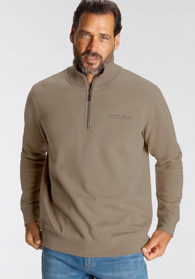 H.I.S Sweatshirt unifarben, aus dehnbarer Sweatware, mit Logostickerei – Bild 2 von 5