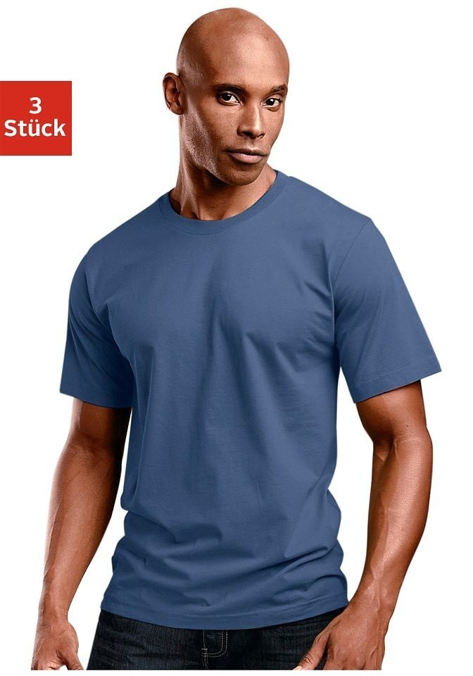 H.I.S T-Shirt, Unterziehshirt (3er-Pack) unifarben, Rundhalsausschnitt, aus Baumwolle – Bild 2 von 5