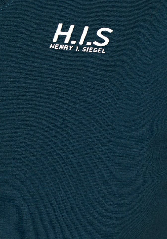 H.I.S T-Shirt Kurzarm, figurfreundlicher Schnitt, unifarben, V-Ausschnitt – Bild 5 von 5