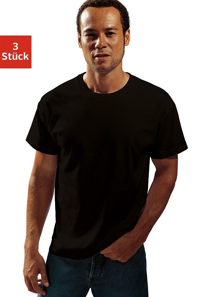 H.I.S T-Shirt, Unterziehshirt (3er-Pack) unifarben, Rundhalsausschnitt, aus Baumwolle – Bild 2 von 4