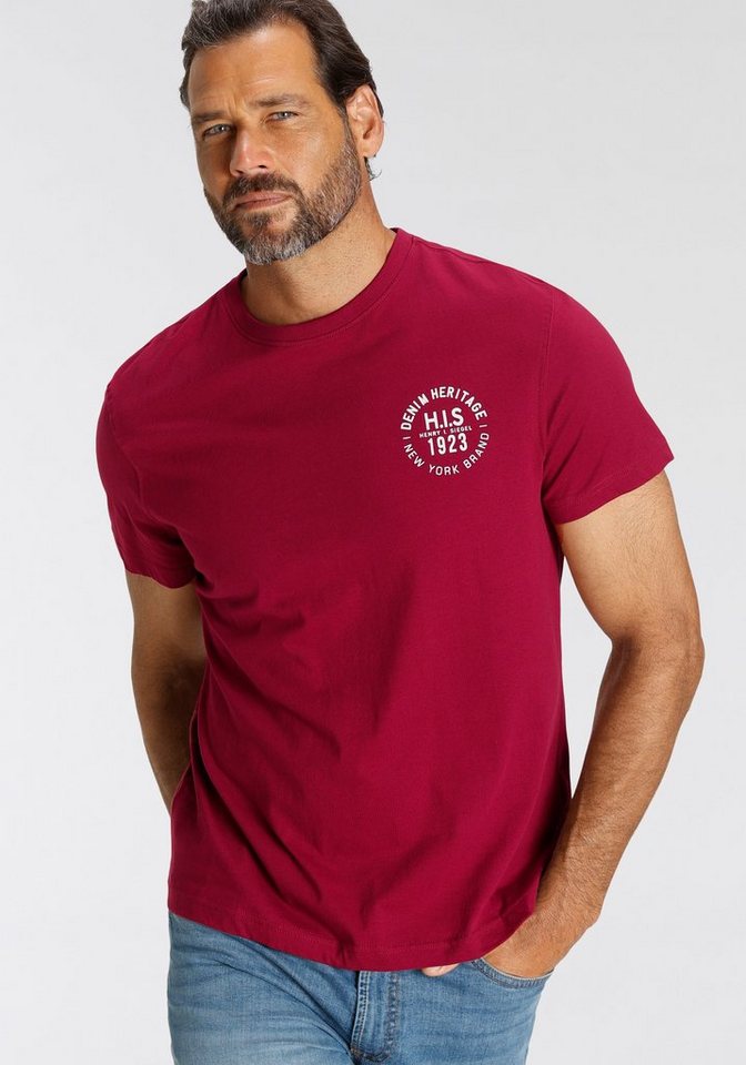 H.I.S T-Shirt (Packung, 3-tlg., 3er-Pack) schmal geschnitten, bedrucktes Design, aus 100% Baumwolle – Bild 2 von 5
