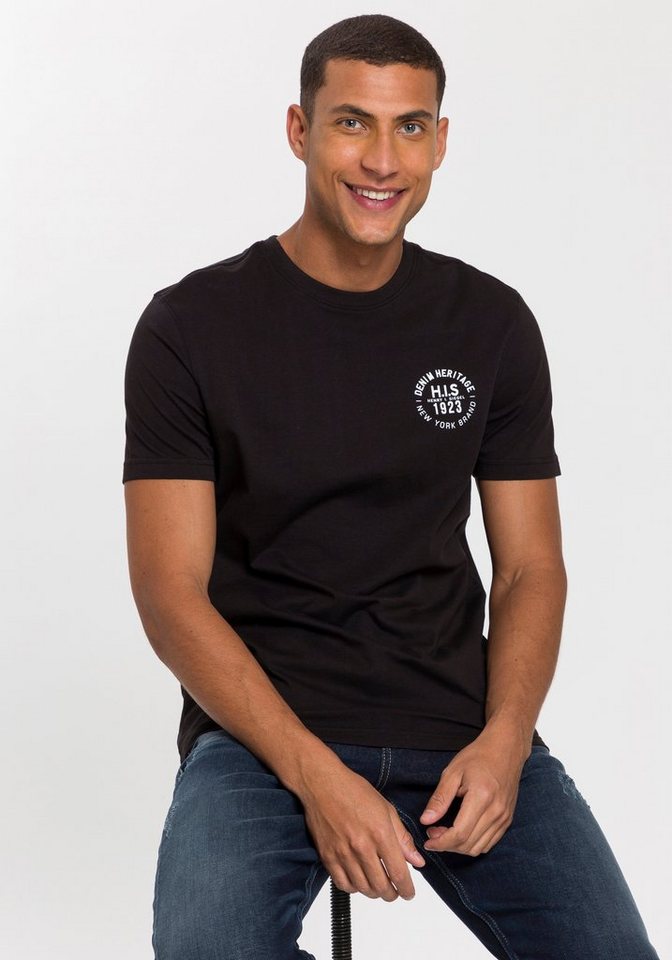 H.I.S T-Shirt (Packung, 3-tlg., 3er-Pack) schmal geschnitten, bedrucktes Design, aus 100% Baumwolle – Bild 2 von 5