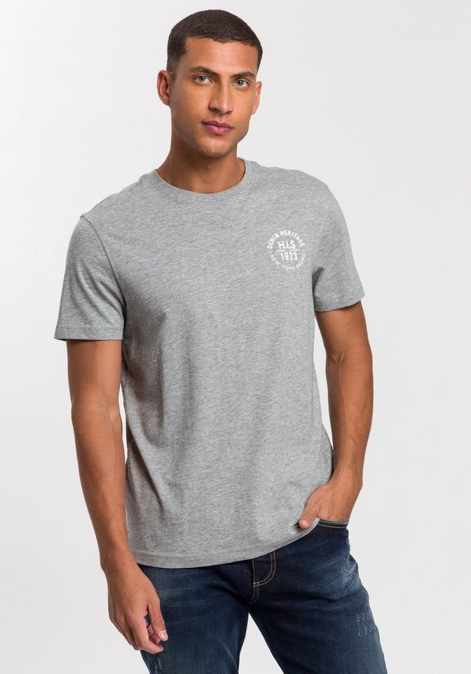 H.I.S T-Shirt (Packung, 3-tlg., 3er-Pack) schmal geschnitten, bedrucktes Design, aus 100% Baumwolle – Bild 4 von 5