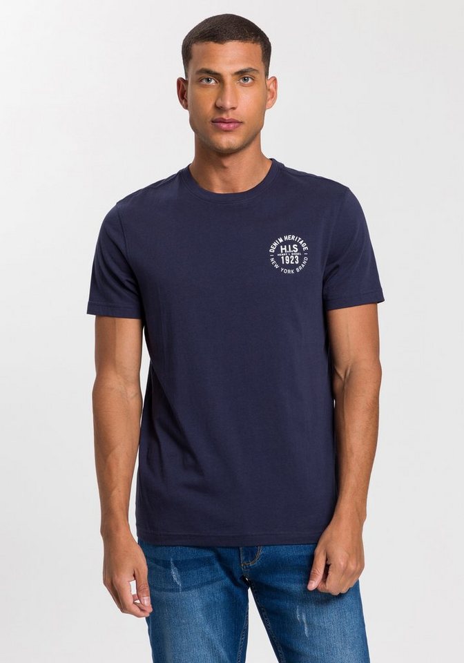 H.I.S T-Shirt (Packung, 3-tlg., 3er-Pack) schmal geschnitten, bedrucktes Design, aus 100% Baumwolle – Bild 3 von 5