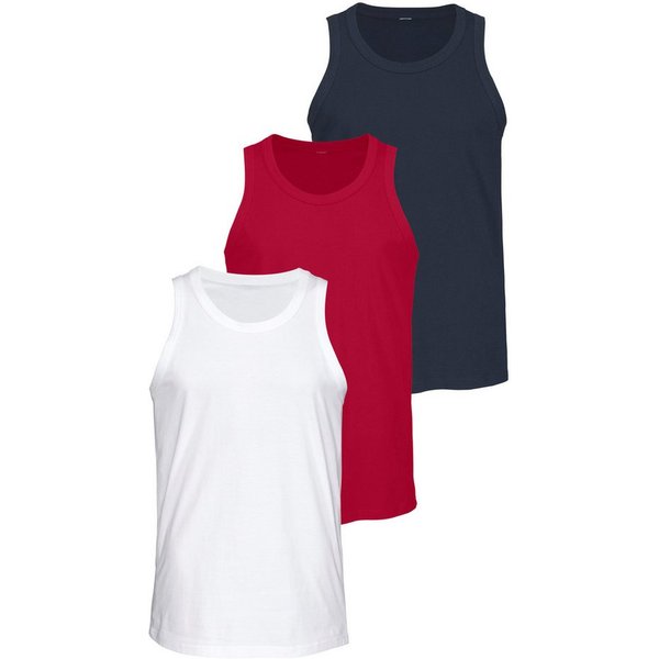 H.I.S Tanktop, Unterziehshirt, Unterhemd für Herren (3er-Pack) unifarben, Rundhalsausschnitt, aus Baumwolle