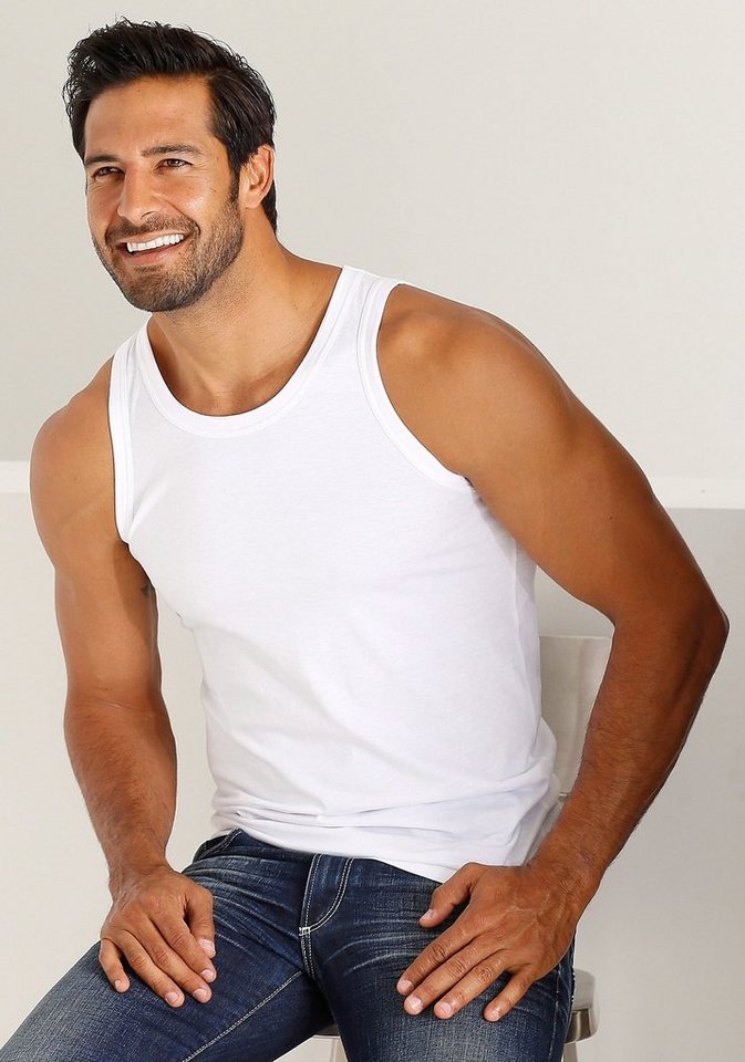 H.I.S Tanktop, Unterziehshirt, Unterhemd für Herren (3er-Pack) unifarben, Rundhalsausschnitt, aus Baumwolle – Bild 2 von 5