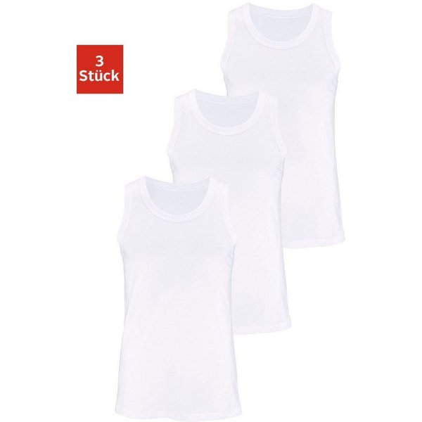 H.I.S Tanktop, Unterziehshirt, Unterhemd für Herren (3er-Pack) unifarben, Rundhalsausschnitt, aus Baumwolle